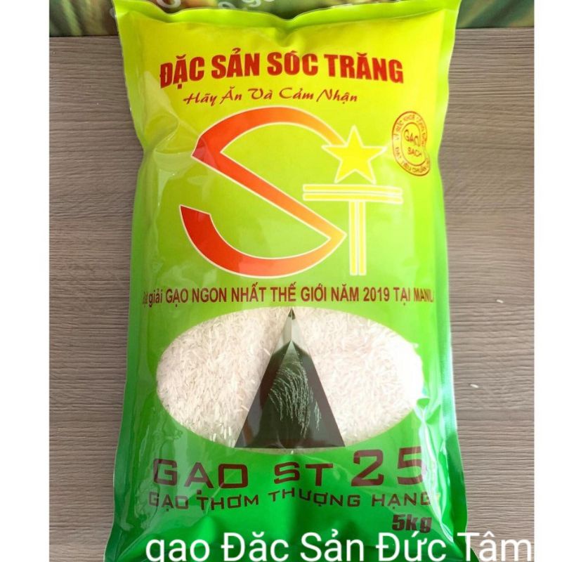 Gạo Đặc sản ST25- Thơm Dẻo Ngọt Bao 5 kg.