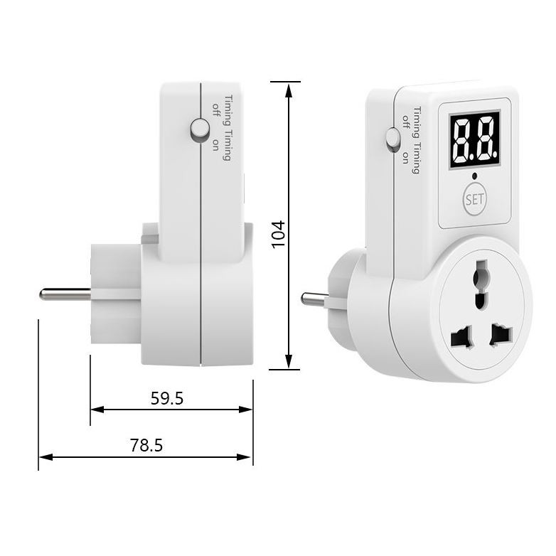Ổ cắm hẹn giờ điện tử AL09-2D 2300W/220V hẹn giờ bật hoặc tắt thời gian 10 phút đến 9h50 phút THIẾT KẾ SANG TRỌNG BẢO HÀ