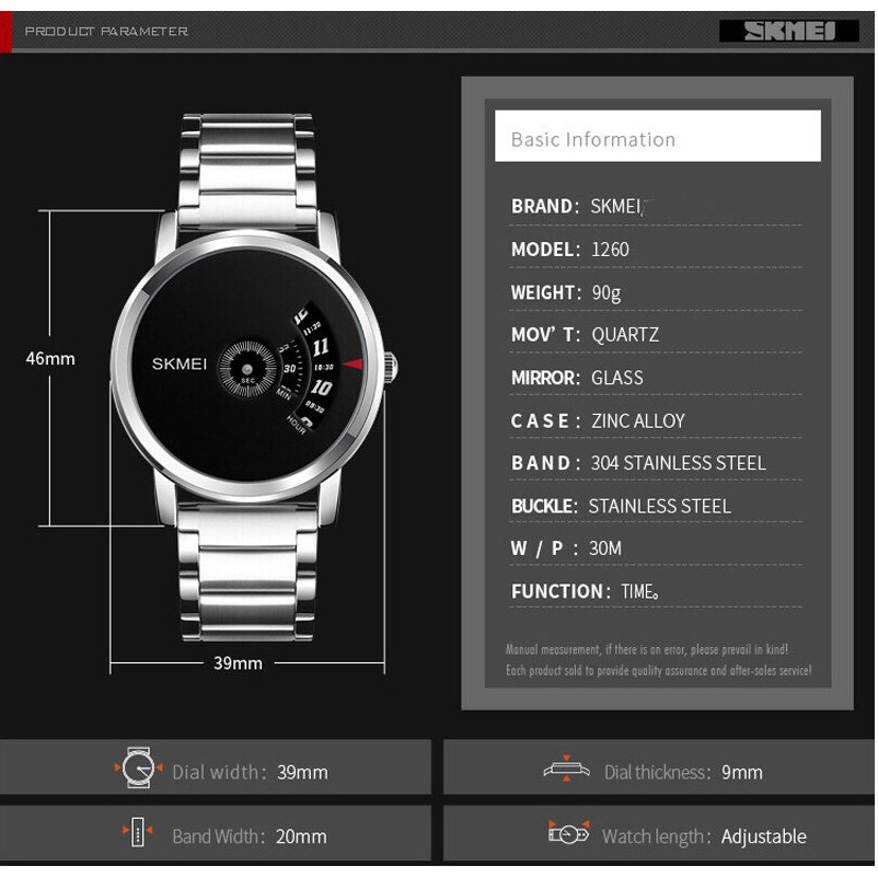 [CHÍNH HÃNG] ĐỒNG HỒ NAM SKMEI 1260 dây thép cao cấp thiết kế độc đáo sang trọng | BigBuy360 - bigbuy360.vn