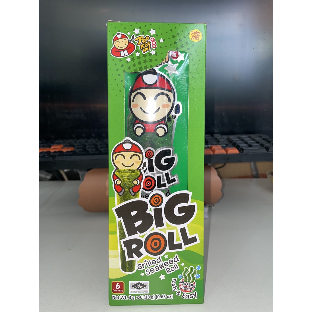 Snack Rong Biển Nướng Giòn Cậu Chủ TaoKaeNoi Big Roll Vị Truyền Thống (Hộp 6 gói-xanh)