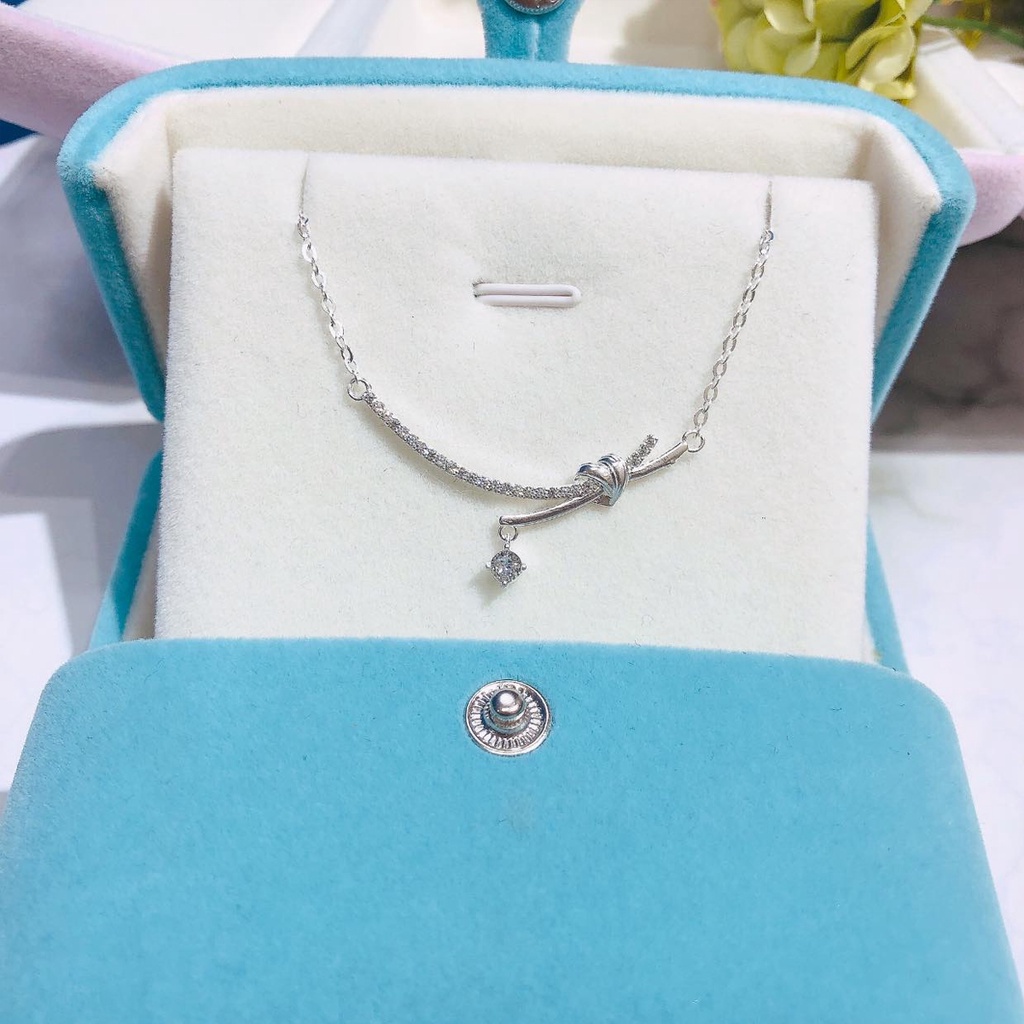 Dây chuyền bạc nữ PANSY mặt nụ cười có nút thắt trái tim, vòng cổ nữ bạc đẹp Twist Love
