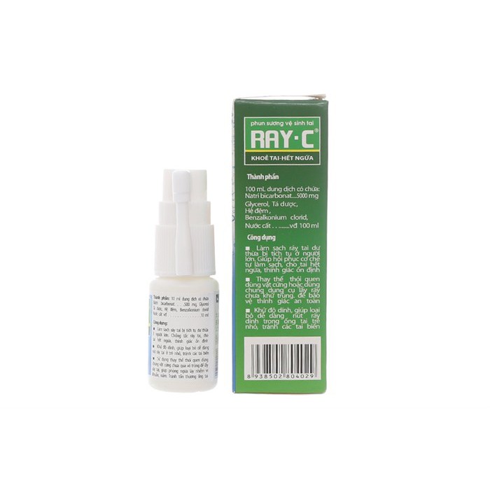 Dung dịch phun sương vệ sinh tai Ray-C 10ml sạch ráy - hết ngứa, thính giác ổn định