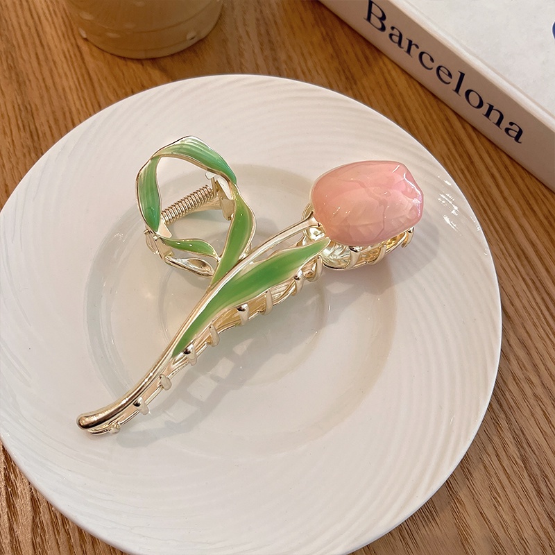 Kẹp Tóc Hình Hoa Tulip Tráng Men Thanh Lịch Cho Nữ