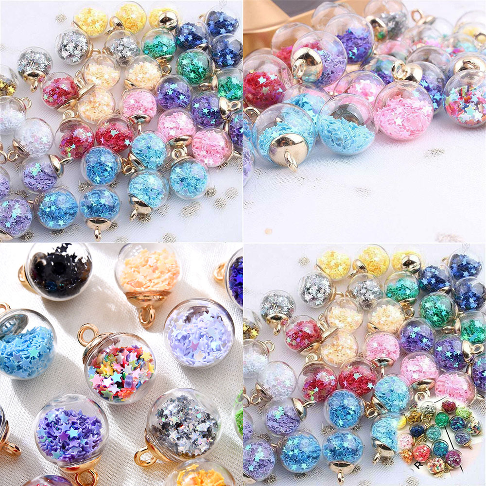 CHARMS Set 20 Quả Cầu Thủy Tinh Trong Suốt Nhiều Màu Sắc Dùng Làm Trang Sức Thủ Công