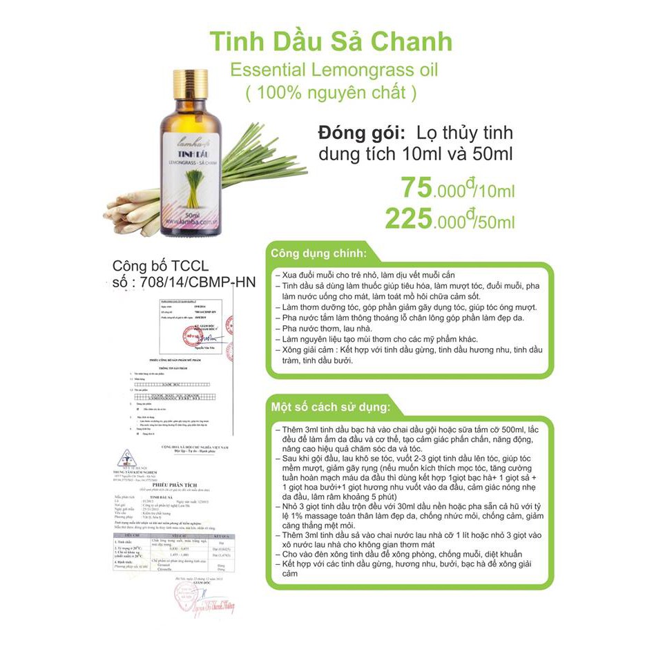 Tinh dầu sả chanh Lam Hà