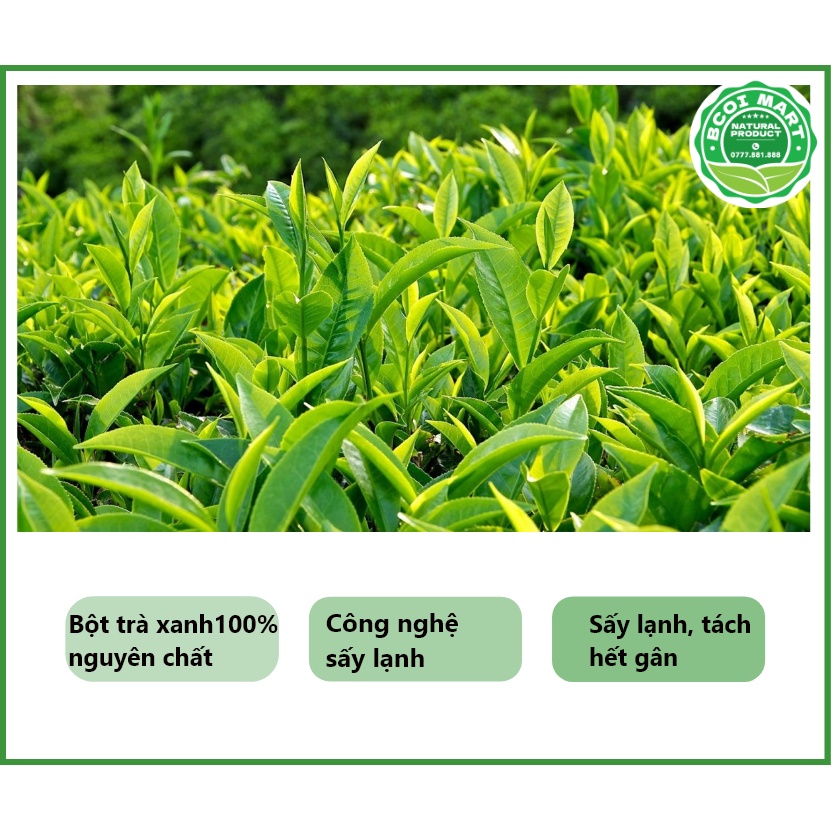 Bột trà xanh 100gram- 100% lá trà tách gân - Dùng uống - Dùng làm mặt nạ - Nguyên liệu cho thực phẩm - bot tran xanh