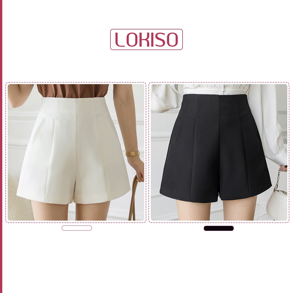 Quần short nữ cạp cao ống rộng lưng cao quần đùi nữ mặc nhà LOKISO QS12