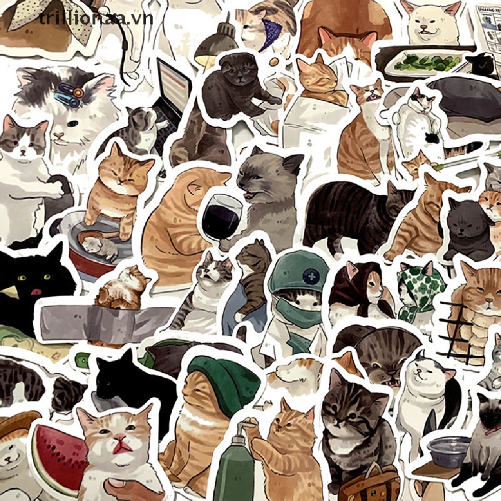 【trillionaa】 Cute pet kitten cute sticker suitcase mobile phone case stationery decoration .