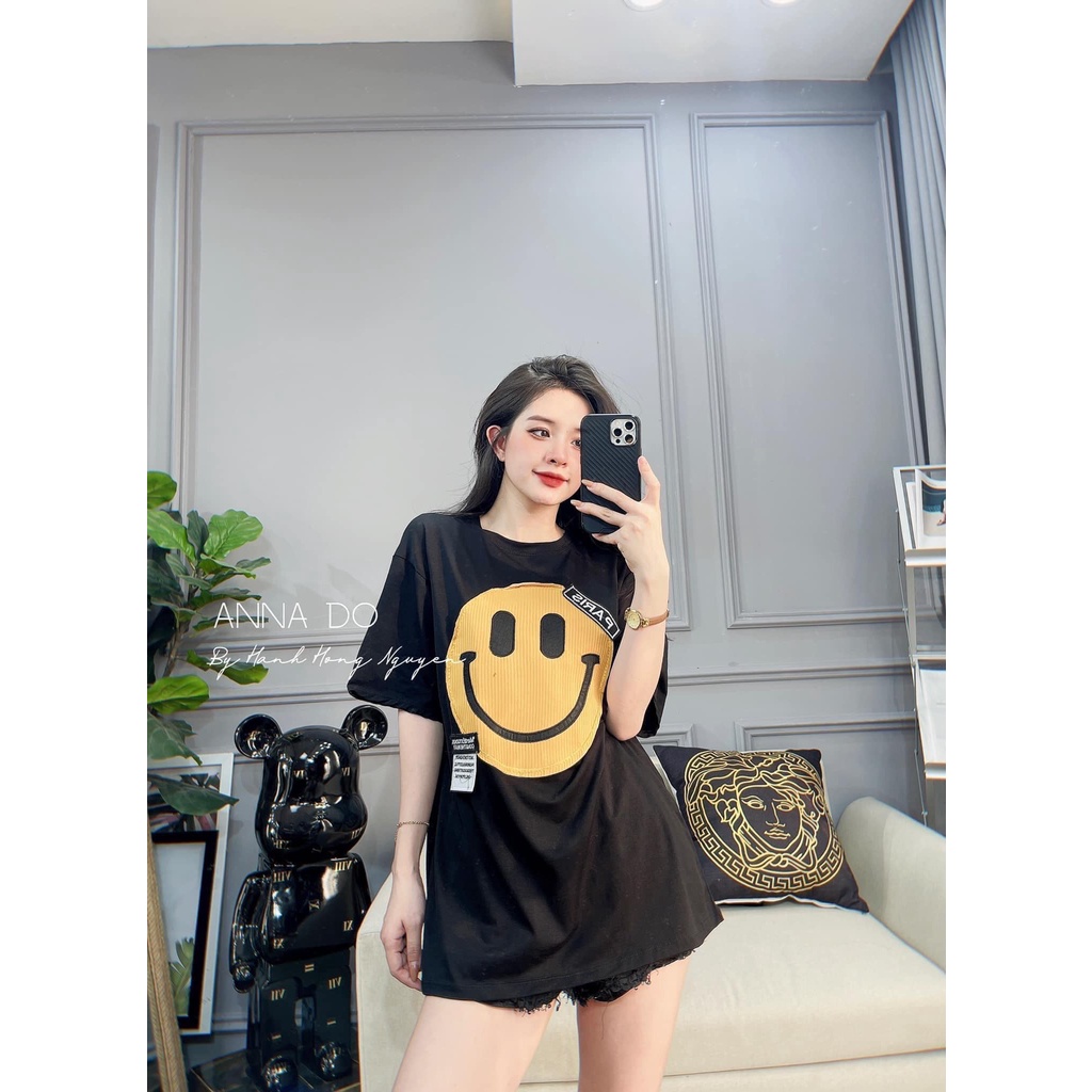 ÁO phông cotton mặt cười PARISS(kèm ảnh thật và video)