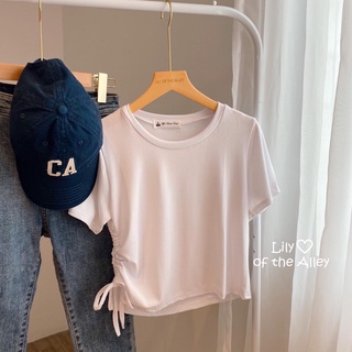 Áo croptop trắng rút eo Phong cách Ulzzang Hàn Quốc