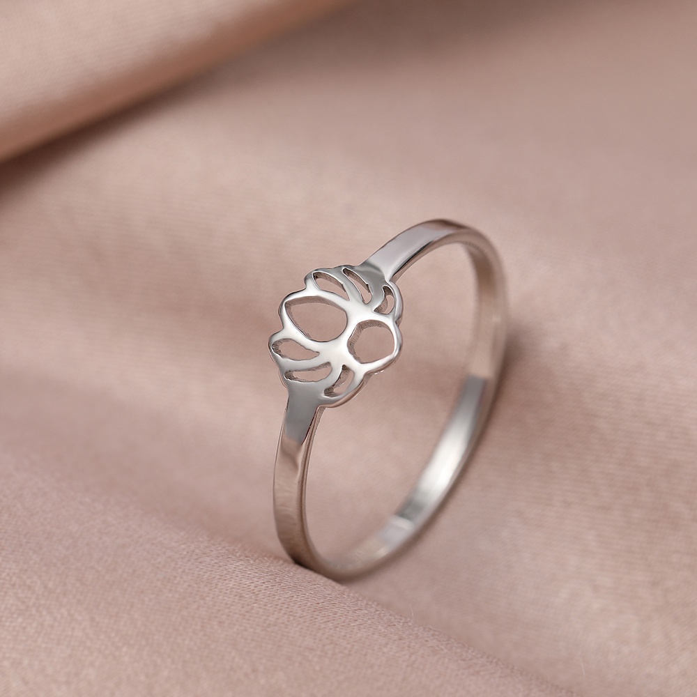 Nhẫn Thép Không Gỉ Hình Hoa Sen Phong Cách Vintage Thời Trang Cho Nữ