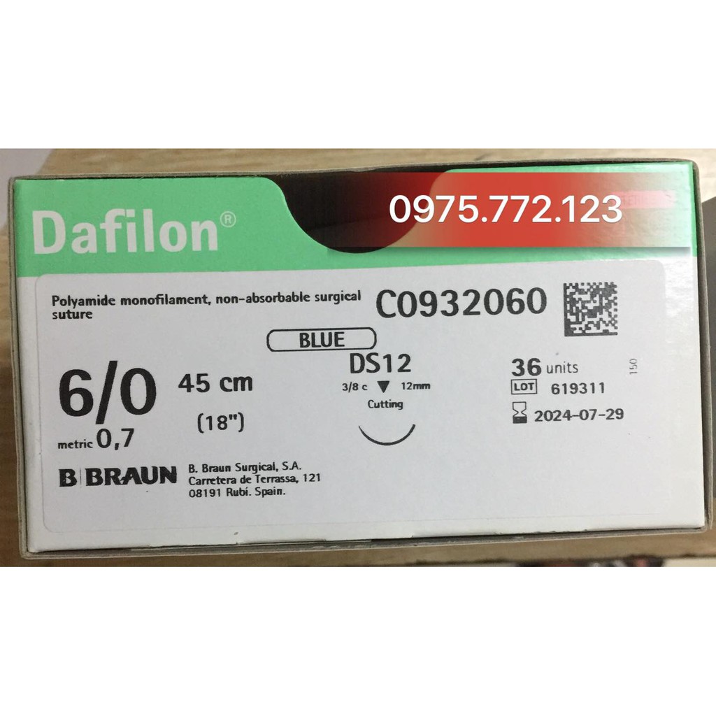 chỉ phẫu thuật thẩm mĩ không tiêu Dafilon 6/0.38k/sợi