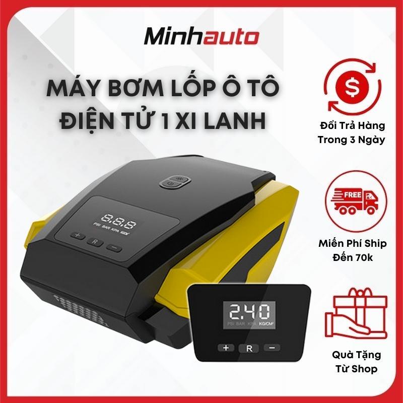 Bơm Lốp Ô Tô - Máy Bơm Điện Tử 1 Xi Lanh, Tự Ngắt Hiển Thị Màn Led, Nguồn Tẩu 12V, Có Đèn