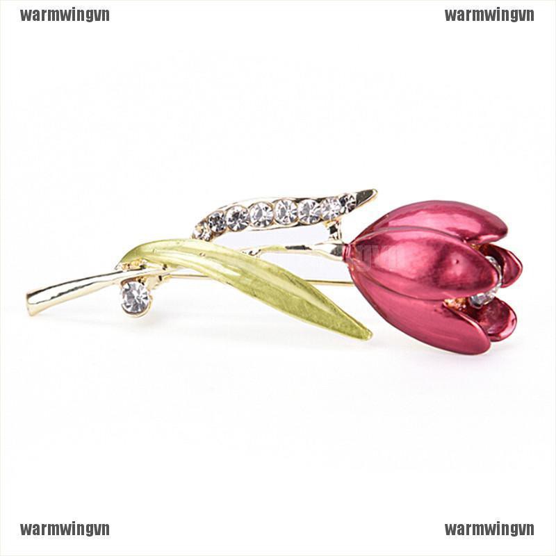 Trâm Cài Áo Hình Hoa Tulip Đính Pha Lê Thanh Lịch