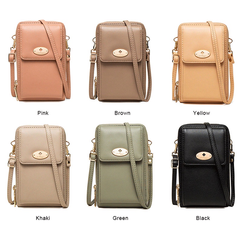 Túi đeo chéo đựng điện thoại cỡ lớn phối khóa kéo đôi