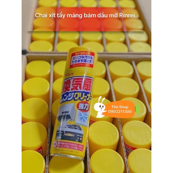 Chai xịt khử tẩy rửa mảng bám dầu mỡ Rinrei 330ml Nhật Bản