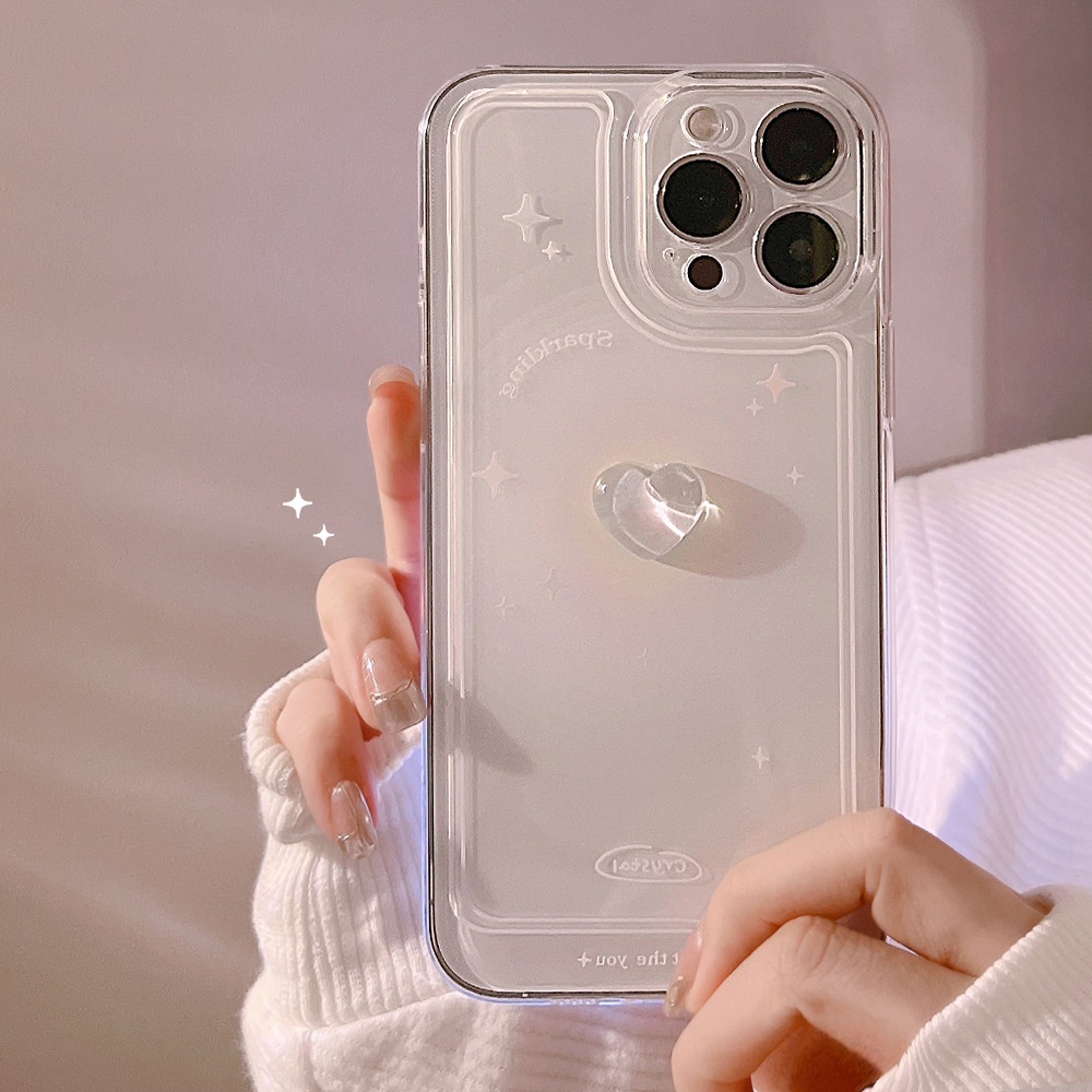 Ốp Điện Thoại Trong Suốt Họa Tiết Trái Tim Pha Lê 3d Cho iphone 7 8 plus xr xs 11 12 13 14 15 mini pro max se 2020