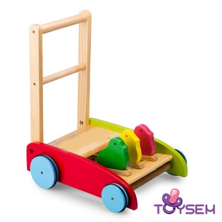 Đồ chơi xe tập đi bằng gỗ 3 con gà Toysem cho trẻ em - Quà tặng cho bé