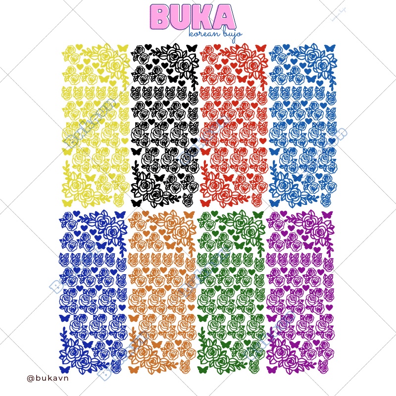 Sticker hoa hồng Toploader decor đựng ảnh kpop Buka nhiều màu kích thước 80x190mm