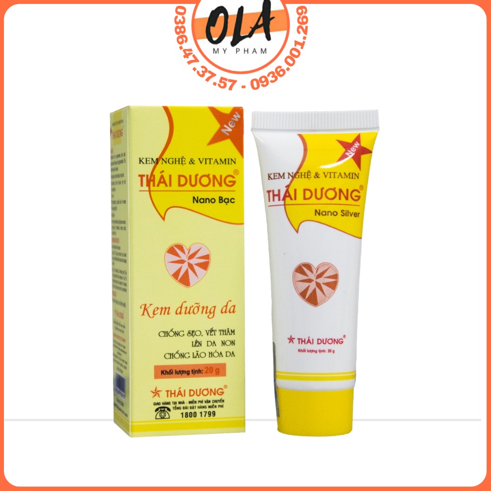 Kem Nghệ Thái Dương (nano Bạc), Tuýp 20g Chính Hãng Giúp Giảm Mụn, Mờ Thâm Nám, Nhanh Mờ Sẹo - Mỹ Phẩm Ola