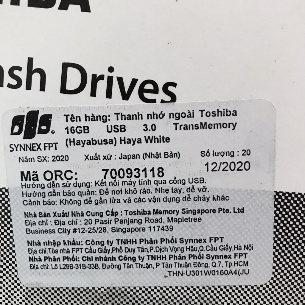 USB 3.0 16GB Toshiba - Sản xuất tại Nhật Bản -Hayabusa U301-16GB - Chính Hãng FPT - Bảo Hành 5 Năm