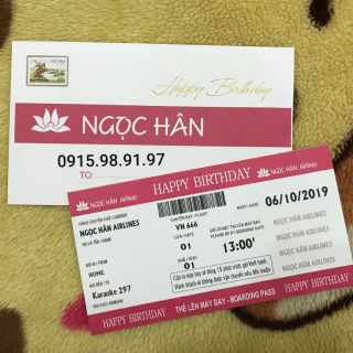 Thiệp sinh nhật kiểu vé máy bay