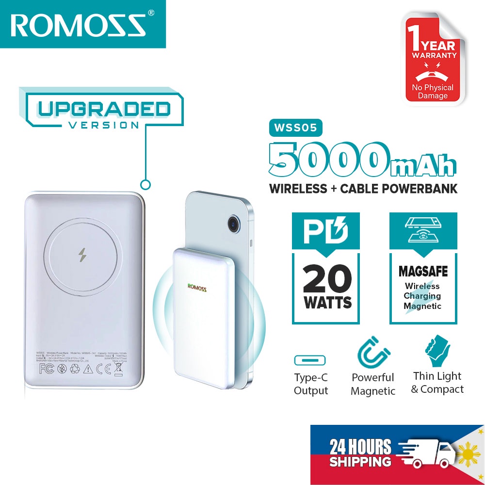 Sạc dự phòng ROMOSS WSS05 5000mAh PD20W không dây nhỏ gọn