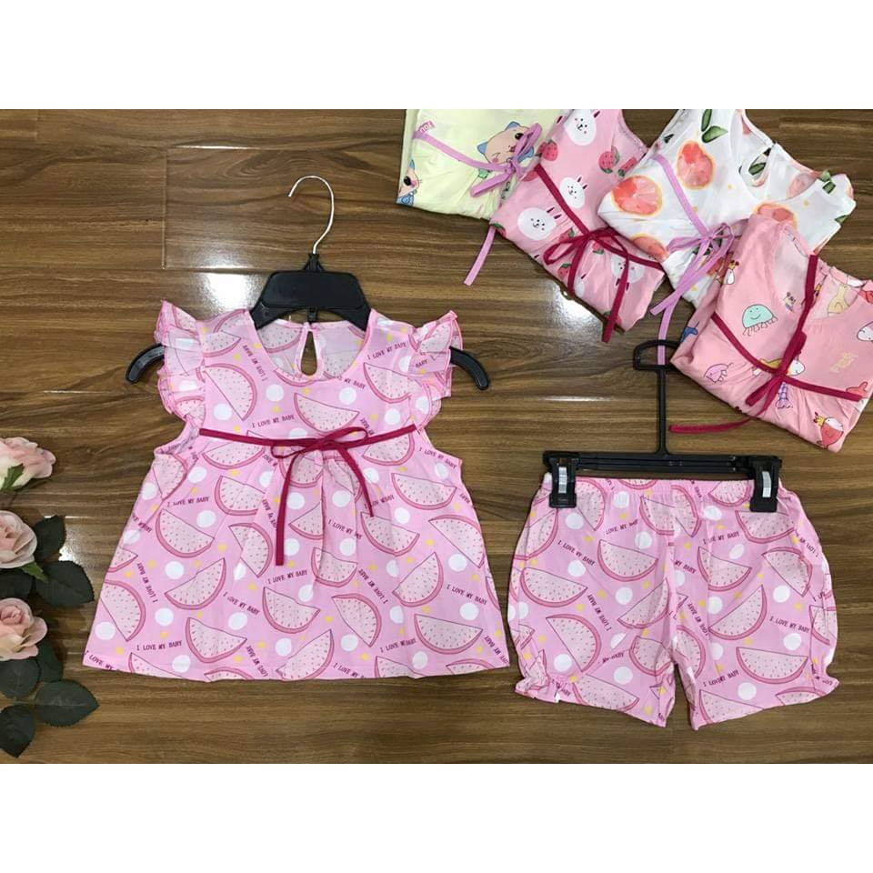 Bộ ngắn tay bé gái vải lanh siêu mát mẻ