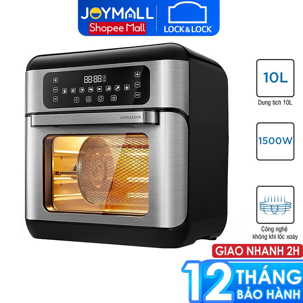 Lò nướng, chiên, sấy không dầu Lock&amp;Lock Air Fryer Oven EJF291BLK 10L- Hàng chính hãng, điều khiển điện tử - JoyMall