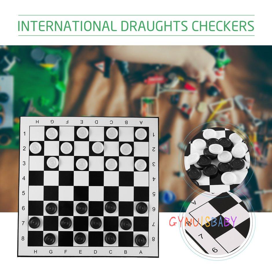 Plastic Checkers/Draughts Folding Chessboard International Chess Set Game Toy