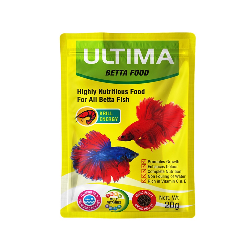 T23,T24 - ULTIMA BETTA 20g 45g hạt mịn - Thức ăn dinh dưỡng cao dành cho tất cả cá lia thia ( Betta)