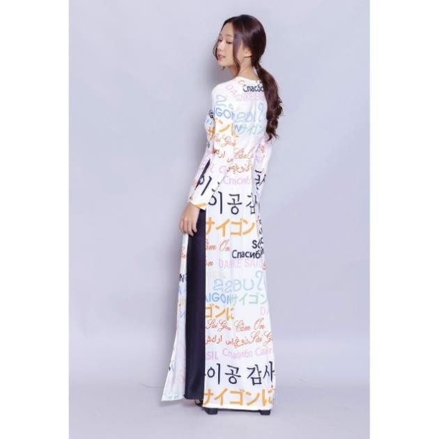 Áo Dài Truyền Thống Nữ Trắng Chữ Cổ Tròn Vải Lụa Có Nhiều Size - LASENTUS | BigBuy360 - bigbuy360.vn