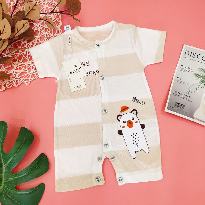 Body Cộc Cotton Kẻ Cho Bé 3-9KG