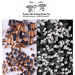 Đá đính móng nails, đá chân bằng hình vuông, chữ nhật, đá mix 350 viên