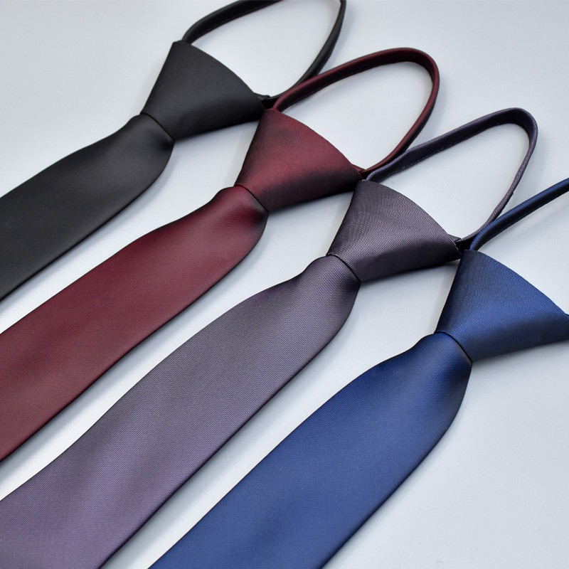 Cà vạt màu trơn phối khóa kéo phong cách Hàn Quốc cá tính 6cm cho nam