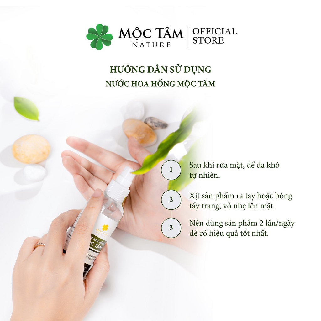 Nước Hoa Hồng (Toner) Mộc Tâm 100ml - Chiết Xuất Thảo Mộc Thơm Nhẹ Nhàng