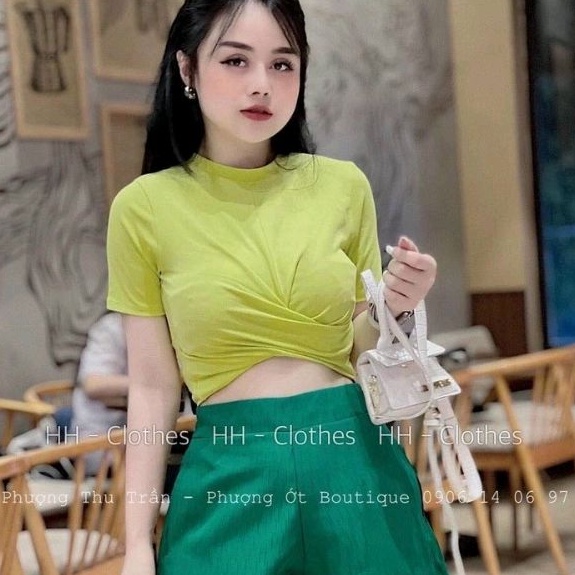 Áo Croptop kiểu xoắn eo dễ thương.(KÈM VIDEO)