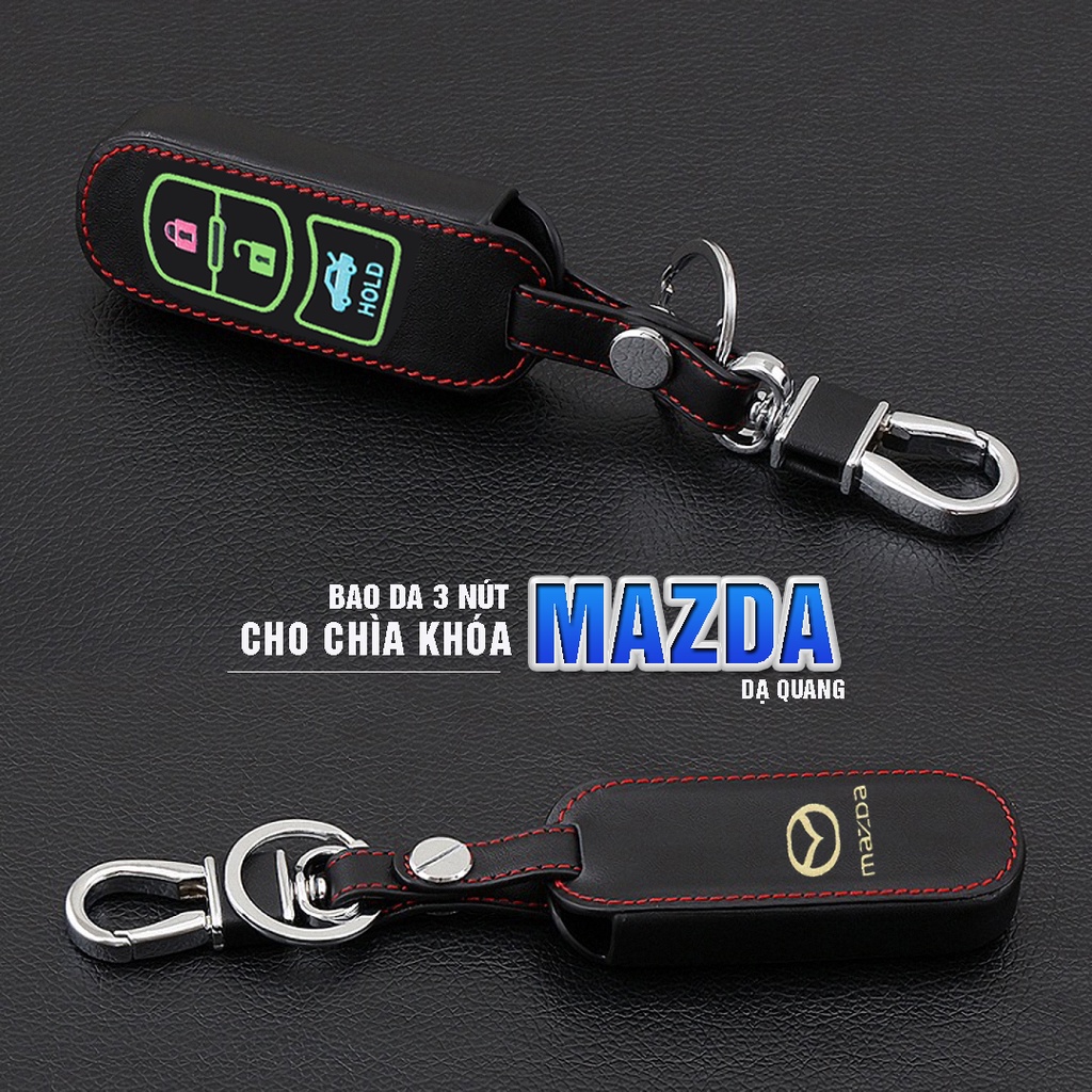 Bao da bọc chìa khóa ô tô, Mazda xe hơi 3-2 nút Minh House