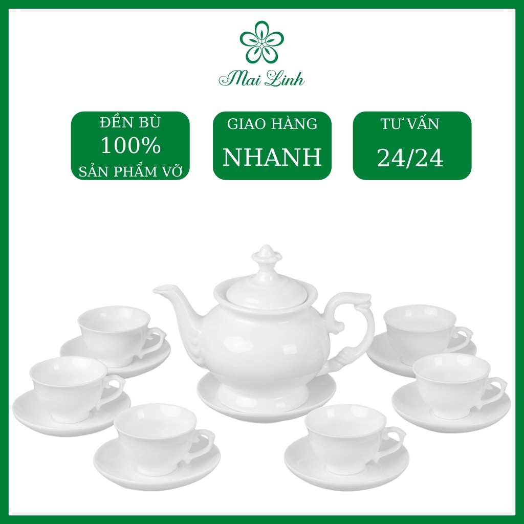 Ấm chén Bát Tràng - Ấm Bộ Trà đẹp - Gốm sứ Bát Tràng Cao cấp - Bộ trà sứ thấu quang - Gomsumailinh