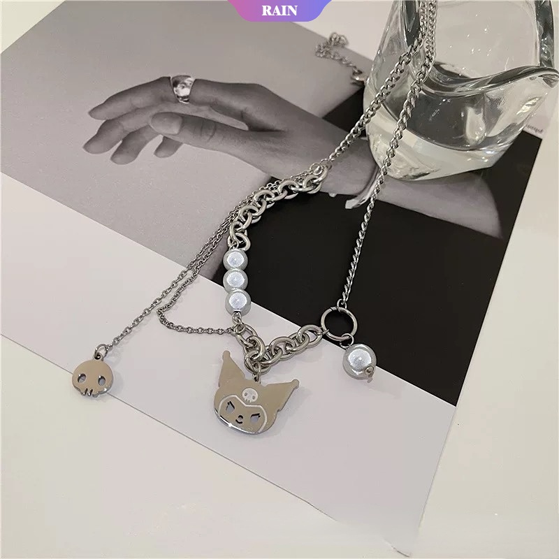 Vòng cổ Sợi Xích Nhiều Lớp Mặt Hình Kuromi Hoạt Hình Dễ Thương