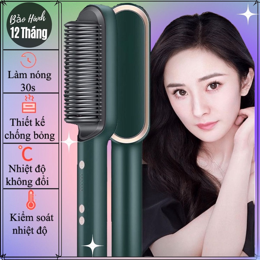 Lược Điện Chải Tóc Tạo Kiểu Chuyên Nghiệp - Kiêm Máy Uốn - Duỗi - Ép Tóc - Tạo Kiểu Nhanh Chóng Với 6 Mức Nhiệt - BH 12T