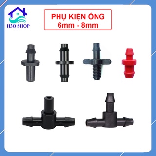 10 Phụ kiện ống PE/LDPE 6mm, khởi thủy, nối ống, bịt ống, tê chia nhánh... ống tưới cây