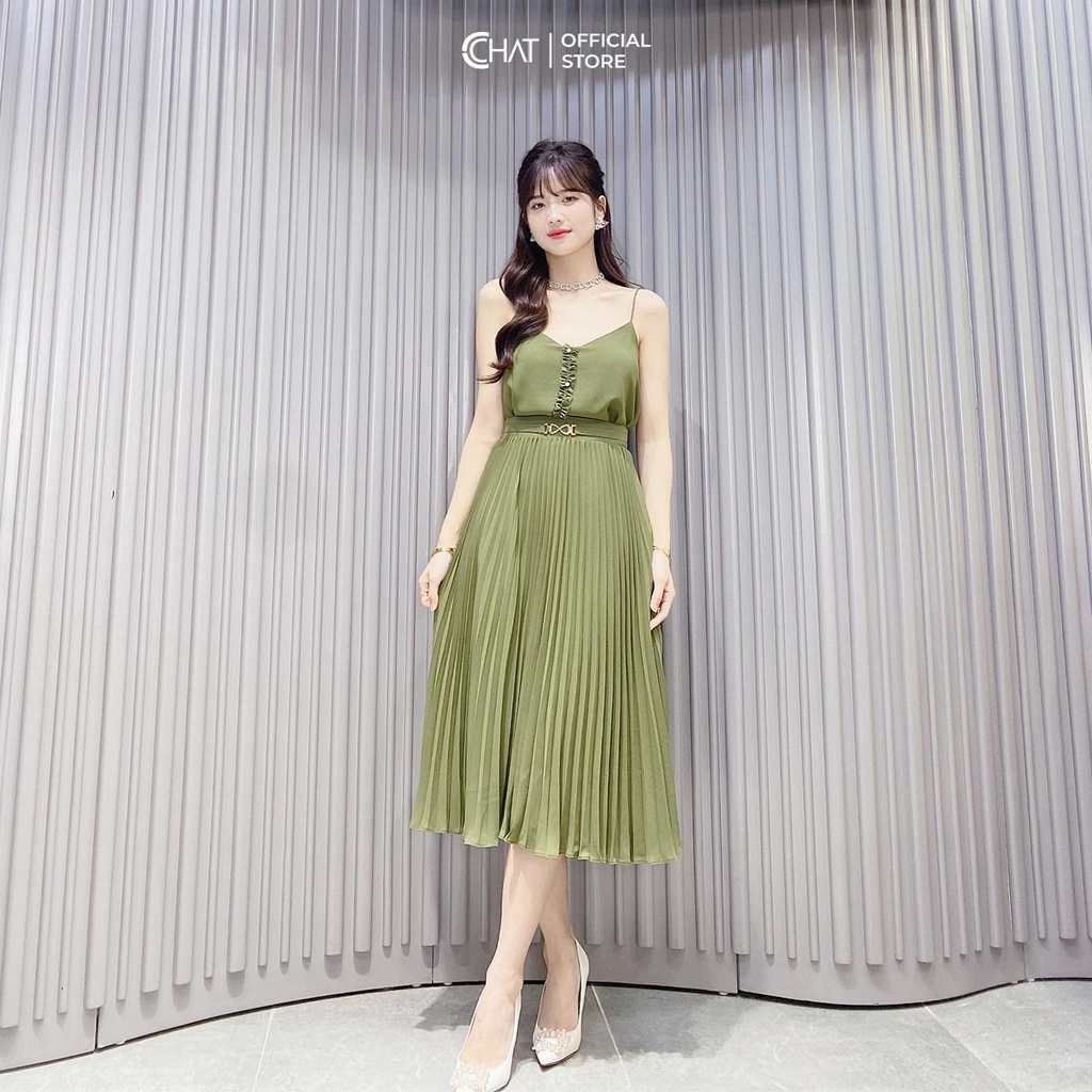 Áo 2 Dây 𝐂𝐂𝐇𝐀𝐓 Bèo Giữa Phối Ngọc Chất Lụa Cao Cấp Phong Cách Trẻ Trung 12AAL2002ST