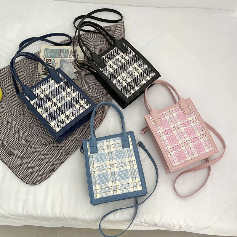 Túi tote vintage caro hàn quốc túi hộp đeo chéo mùa hè túi xách đơn giản đeo vai nữ