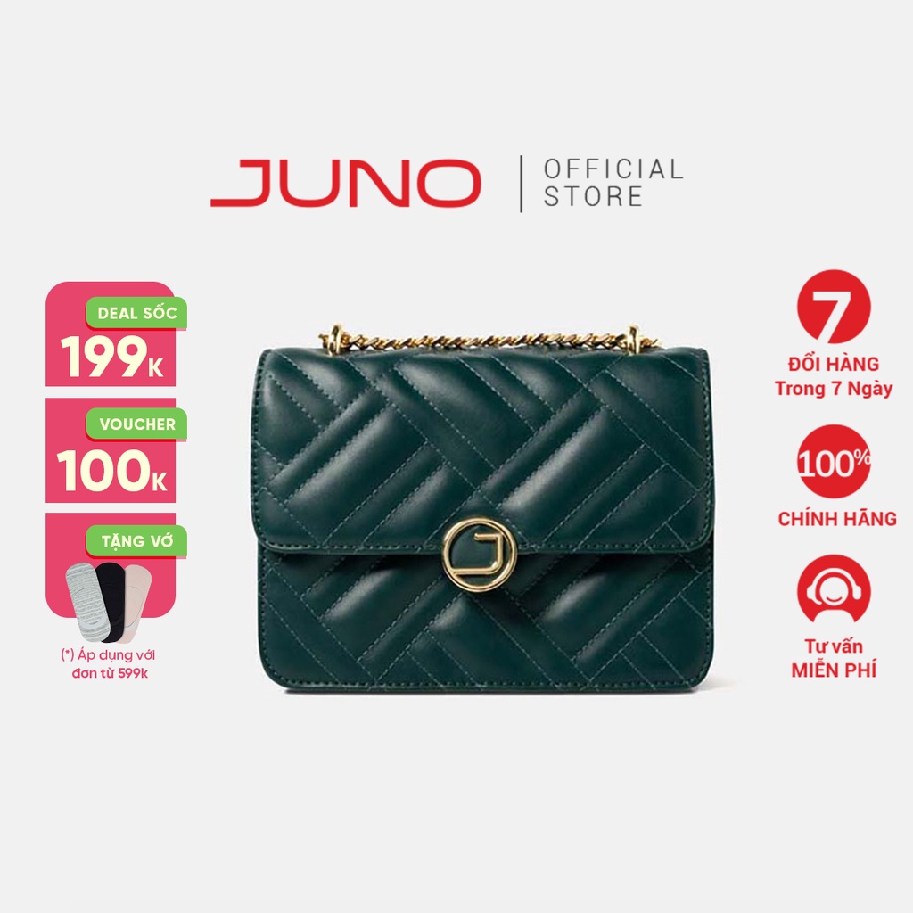 Túi Xách Nhỏ Nữ Thời Trang JUNO Chần Bông Nắp Gập TXN296