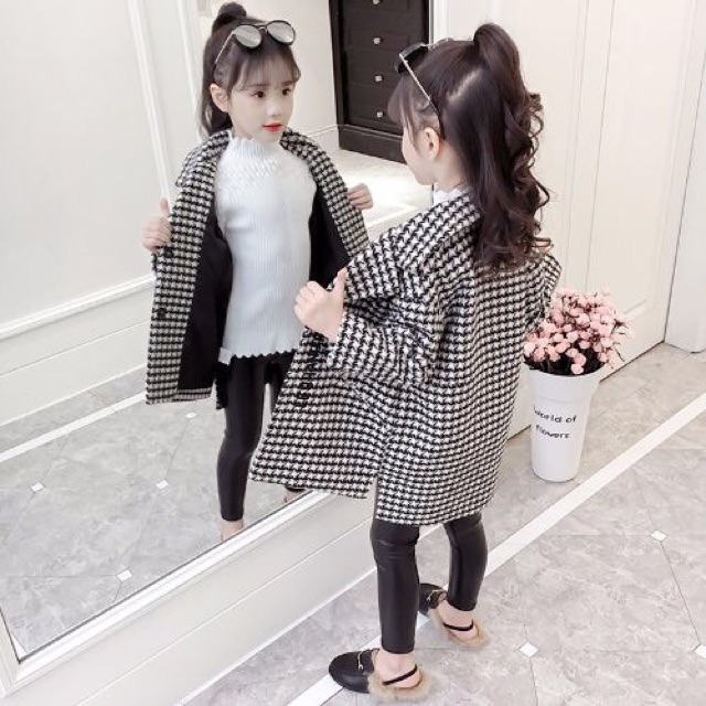 Áo Khoác Dạ Bé Gái 4-14 tuổi Thời Trang Thu Đông Quảng Châu