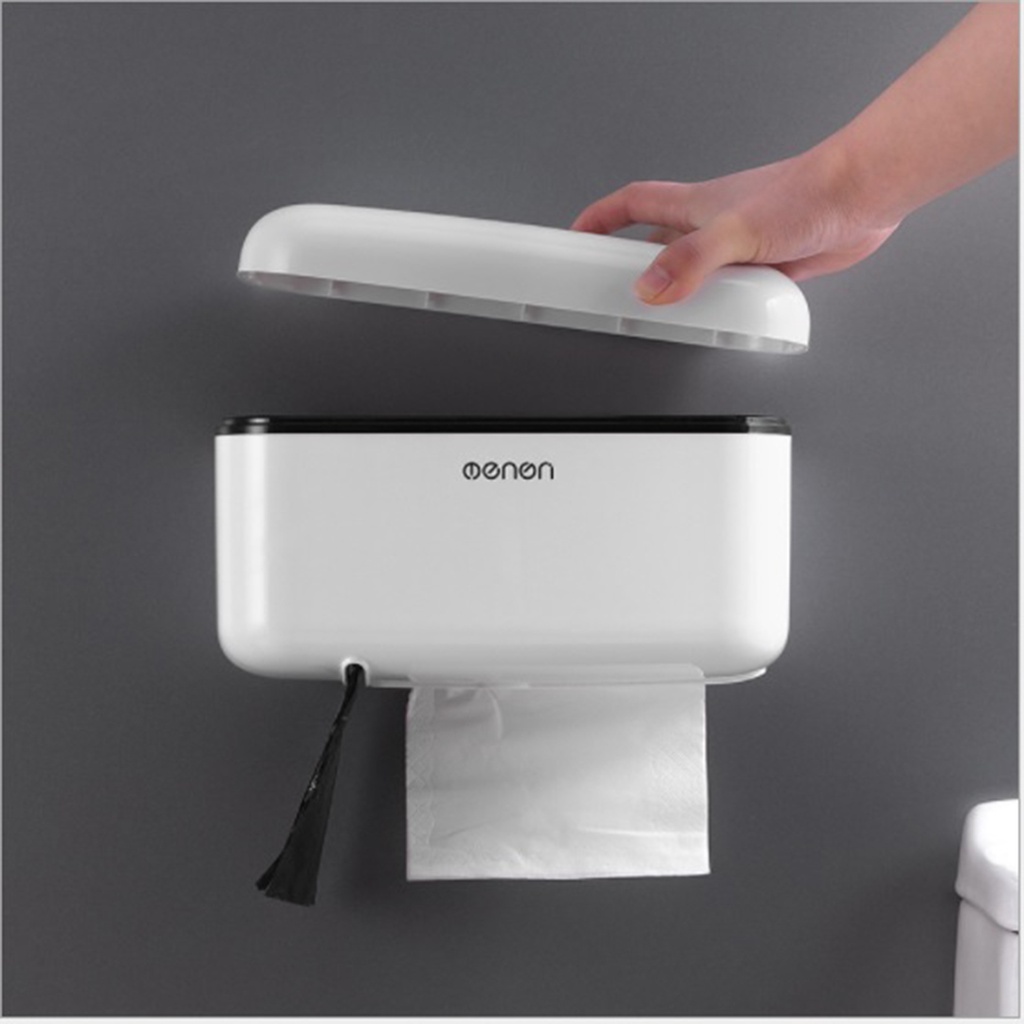 Hộp đựng giấy đa năng OENON - Đồ dùng nhà tắm dán tường thông minh, có 2 ngăn tiện dụng