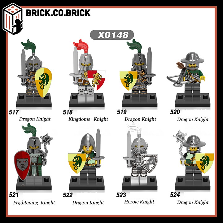 Kingdoms &amp; Castle Lego Lính Trung Cổ Đồ chơi Lắp ráp Minifigure và Nonlego Hiệp sĩ X0148