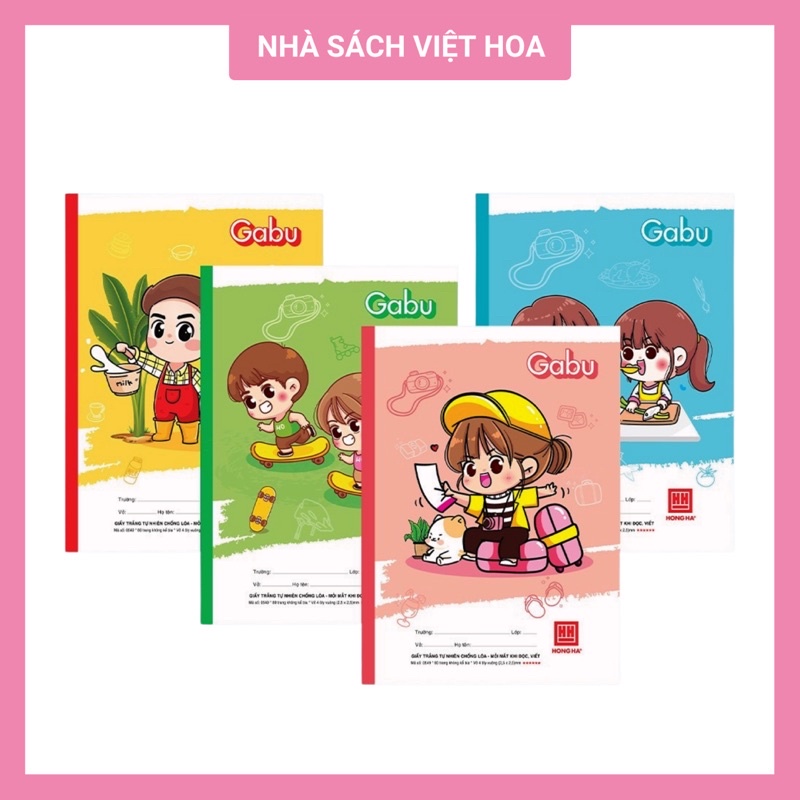 Vở 4 ô ly 80 trang Hồng Hà Gabu_Chống loá, chống mỏi mắt_6sao