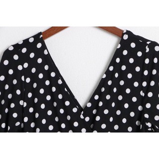 ĐẦM CHẤM BI TAY DÀI FOREVER 21